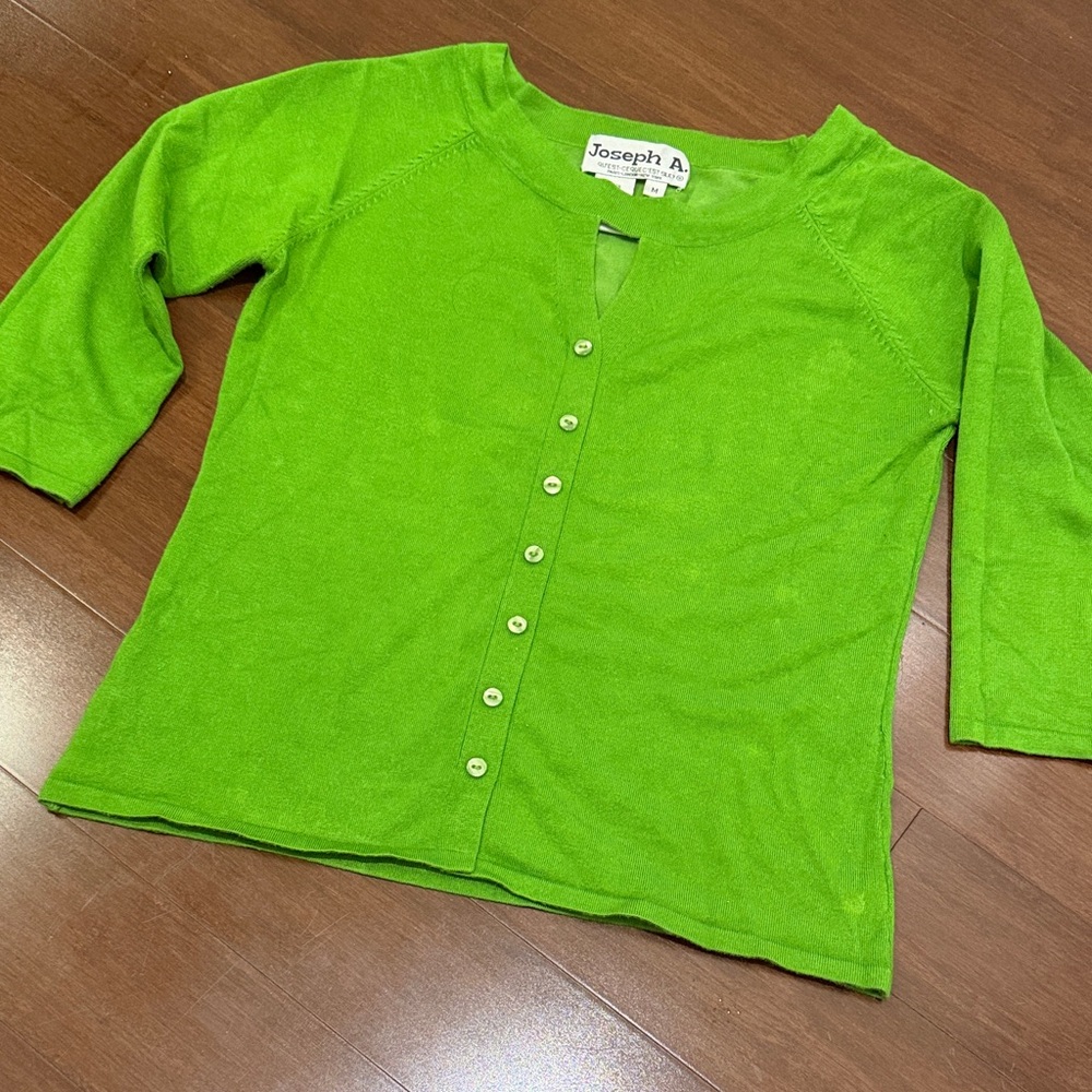 Joseph A Green Knit Button Down Shirt